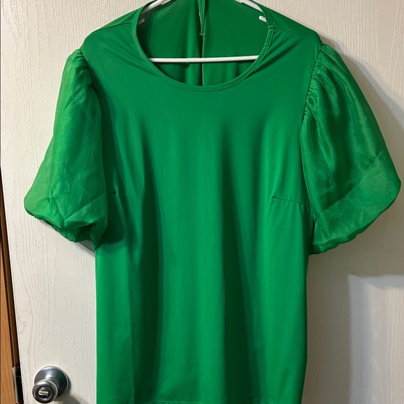 Cato Tops - Cato Vibrant Green Blouse with Puff Sleeves